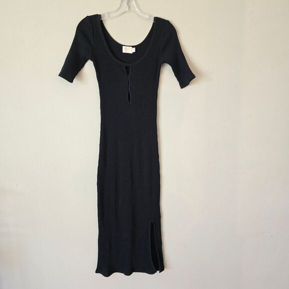 NATION LTD  Los Angeles Haidee Ribbed Black Midi Dress Size XS - Picture 3 of 10